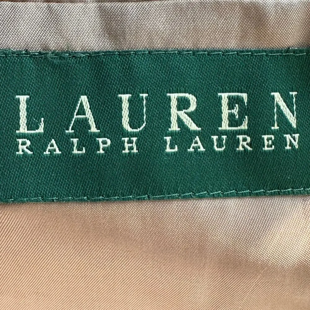 Lauren Ralph Lauren Silk & Wool Houndstooth Sport Coat Blazer 40R Tan Brown